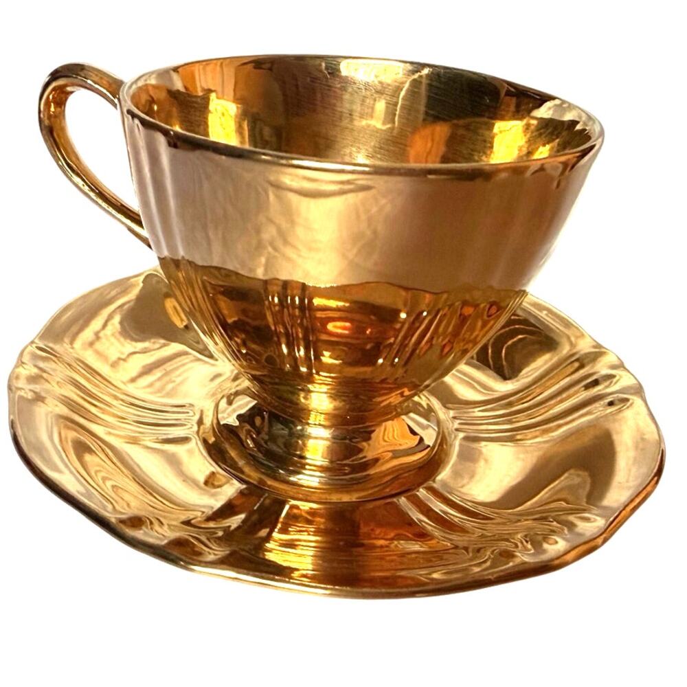 Royal Winton Grimwades 24K Gold Tea Cup and Saucer Set 24ct Gold Plated Duo